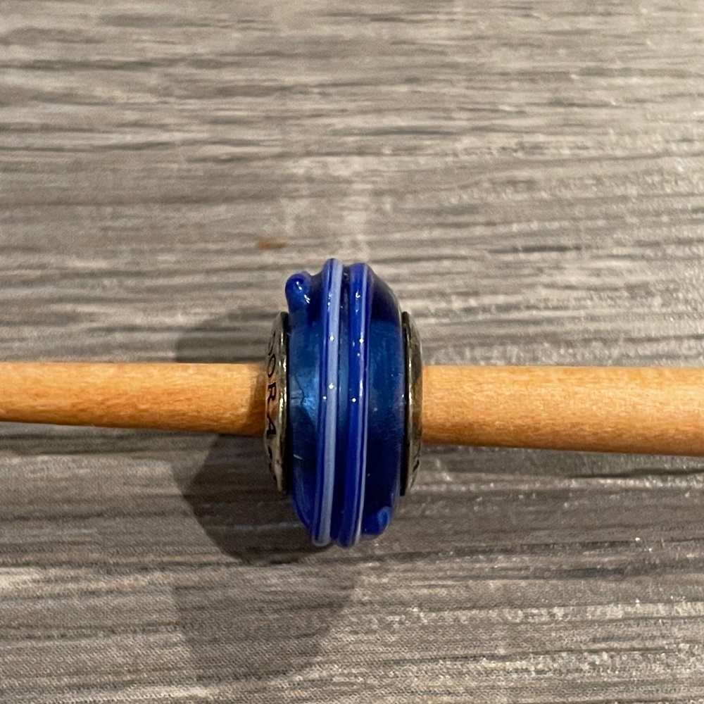 Authentic Retired Pandora Blue Ribbon Murano Glass Charm